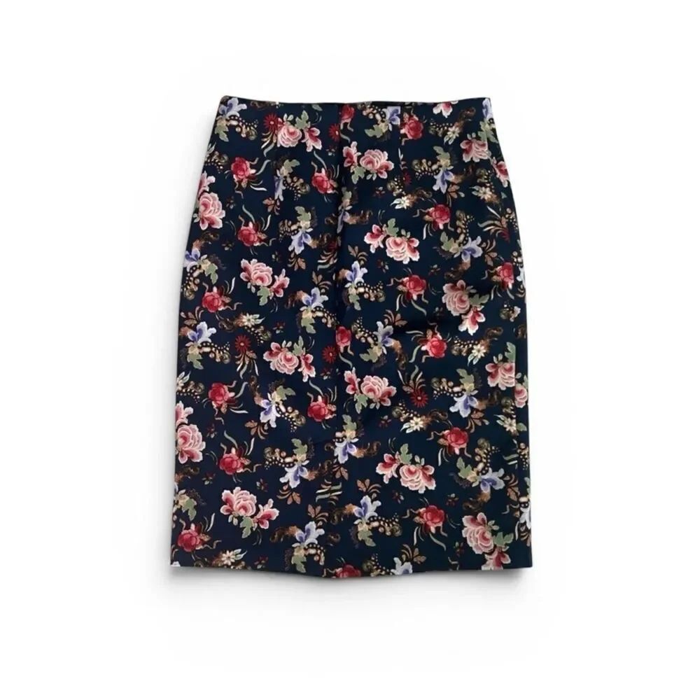 Philosophy Vintage-Inspired Navy Cottagecore Romantic High Waist Floral Skirt 6